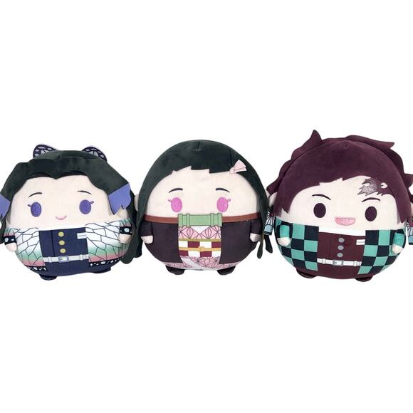 Demon Slayer Shinobu Kocho Nezuko Kamado Tanjiro Kamado Round Plush Dolls Lot 7" - Picture 1 of 12